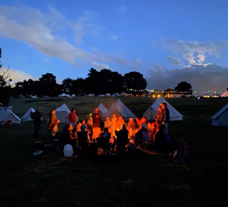 Green Gathering - Transformative Adaptation hearth in the evening