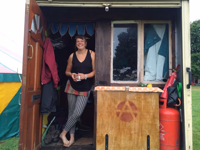 Green Gathering - Emily in her van